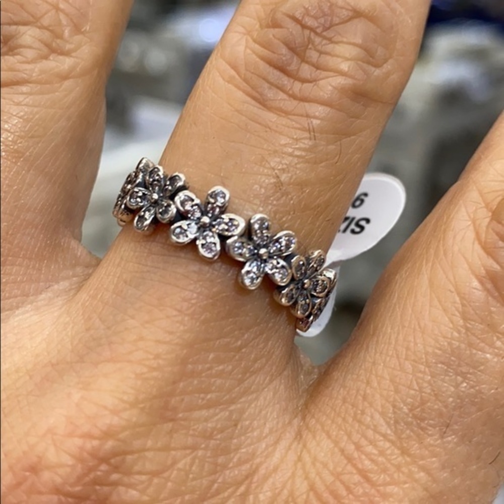 Sterling silver Flowers Eternity Band 5 6 7 8 9